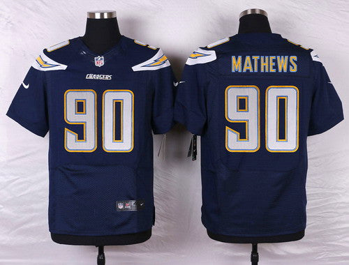 Nike San Diego Chargers 90 Ricardo Mathews Navy Blue Team Color Nfl Nike Elite Jersey