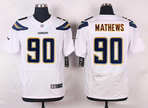Nike San Diego Chargers 90 Ricardo Mathews White Road Nfl Nike Elite Jersey