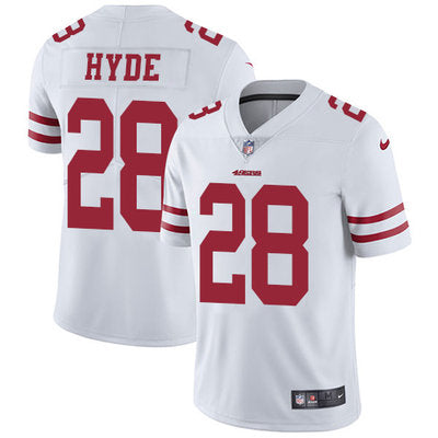 Nike San Francisco 49ers 28 Carlos Hyde White Mens Stitched Nfl Vapor Untouchable Limited Jersey