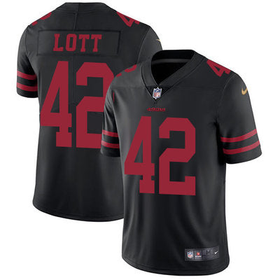 Nike San Francisco 49ers 42 Ronnie Lott Black Alternate Mens Stitched Nfl Vapor Untouchable Limited Jersey