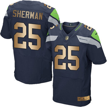 Nike Seahawks 25 Richard Sherman Steel Blue Team Color Mens Stitched Nfl Elite Gold Jersey