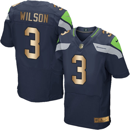 Nike Seahawks 3 Russell Wilson Steel Blue Team Color Mens Stitched Nfl Elite Gold Jersey
