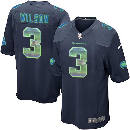 Nike Seahawks 3 Russell Wilson Steel Blue Team Color Mens Stitched Nfl Limited Strobe Jersey