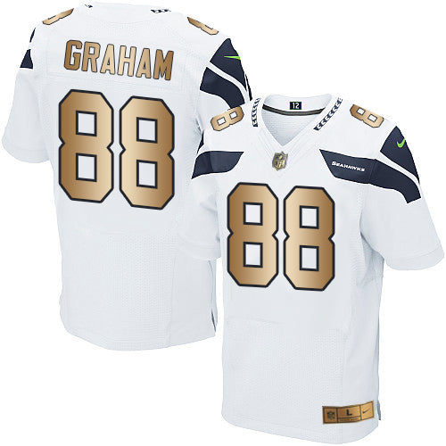 Nike Seahawks 88 Jimmy Graham White Mens Stitched Nfl Elite Gold Jersey