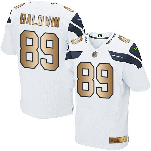 Nike Seahawks 89 Doug Baldwin White Mens Stitched Nfl Elite Gold Jersey