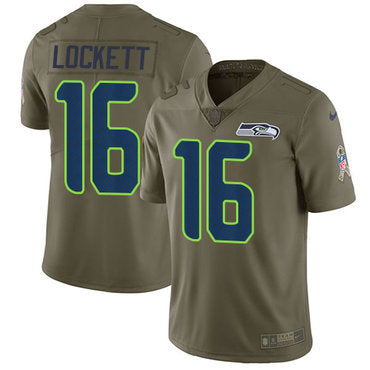 Nike Seattle Seahawks 16 Tyler Lockett Olive Mens Stitched Nfl Limited 2017 Salute To Service Jersey