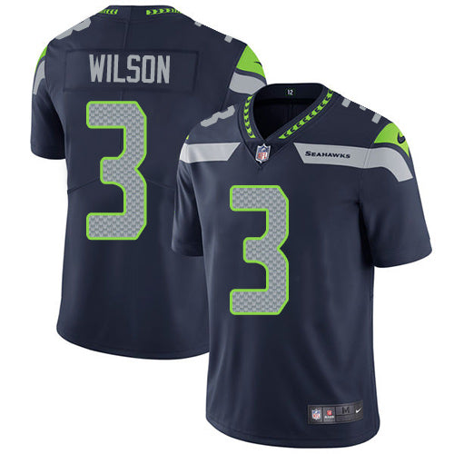 Nike Seattle Seahawks 3 Russell Wilson Steel Blue Team Color Mens Stitched Nfl Vapor Untouchable Limited Jersey
