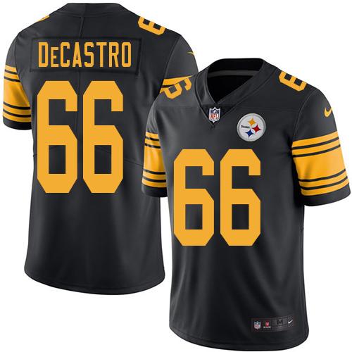 Nike Steelers 66 David Decastro Black Mens Stitched Nfl Limited Rush Jersey