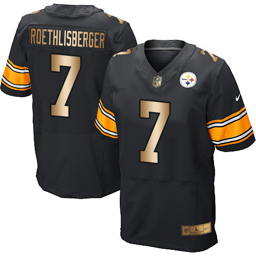 Nike Steelers 7 Ben Roethlisberger Black Team Color Mens Stitched Nfl Elite Gold Jersey