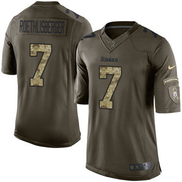 Nike Steelers 7 Ben Roethlisberger Green Mens Stitched Nfl Limited 2015 Salute To Service Jersey