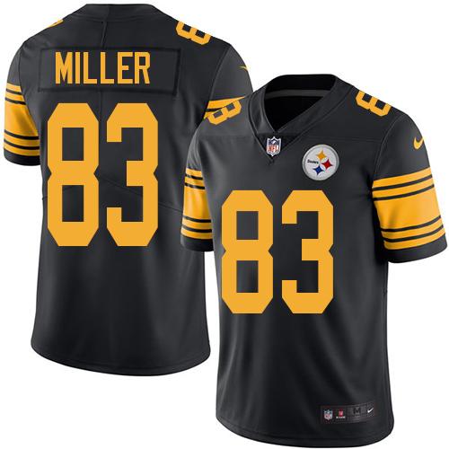 Nike Steelers 83 Heath Miller Black Mens Stitched Nfl Limited Rush Jersey