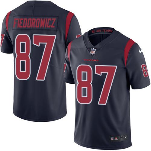 Nike Texans 87 Cj Fiedorowicz Navy Blue Mens Stitched Nfl Limited Rush Jersey