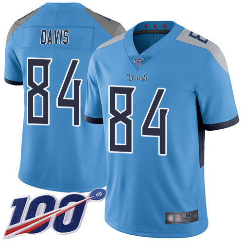 Nike Titans 84 Corey Davis Light Blue Alternate Mens Stitched Nfl 100th Season Vapor Limited Jersey