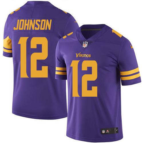 Nike Vikings 12 Charles Johnson Purple Mens Stitched Nfl Limited Rush Jersey