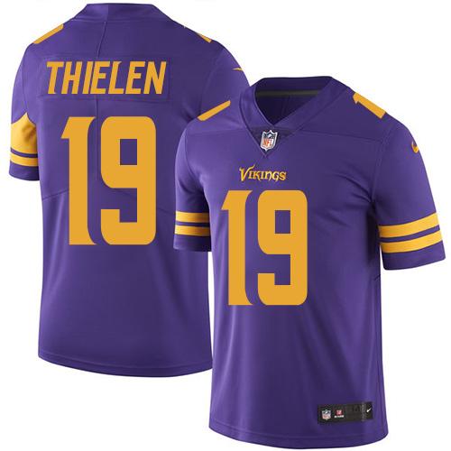 Nike Vikings 19 Adam Thielen Purple Mens Stitched Nfl Limited Rush Jersey