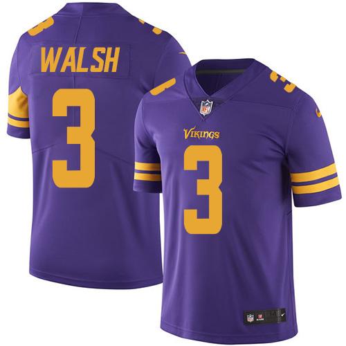 Nike Vikings 3 Blair Walsh Purple Mens Stitched Nfl Limited Rush Jersey