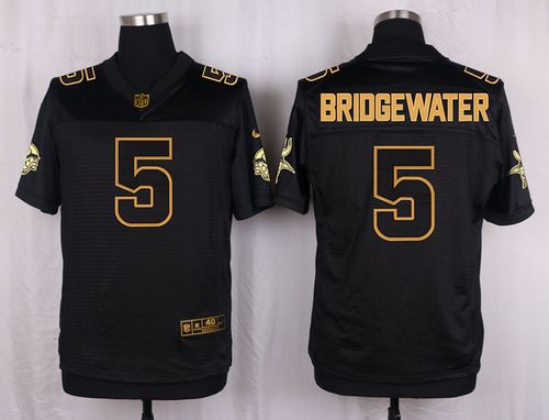 Nike Vikings 5 Teddy Bridgewater Black Mens Stitched Nfl Elite Pro Line Gold Collection Jersey