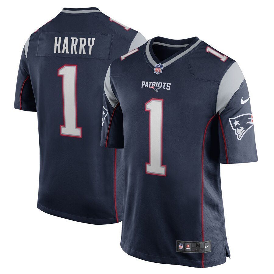 Nkeal Harry New England Patriots 2019 Nfl Draft First Round Pick Game Jersey Navy 2019
