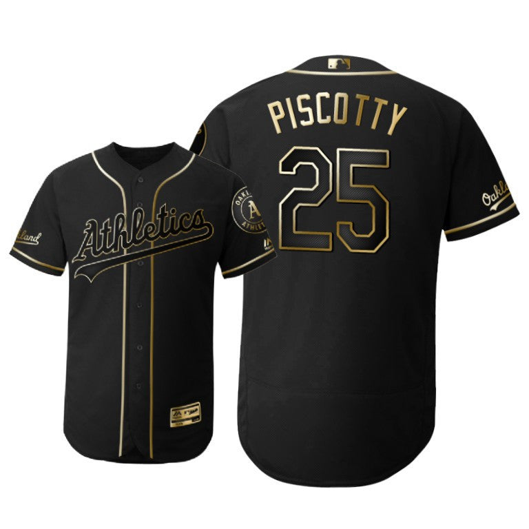 Oakland Athletics 25 Stephen Piscotty Mlb 2019 Golden Brandedition Black Jersey Gift For Athletics Fans