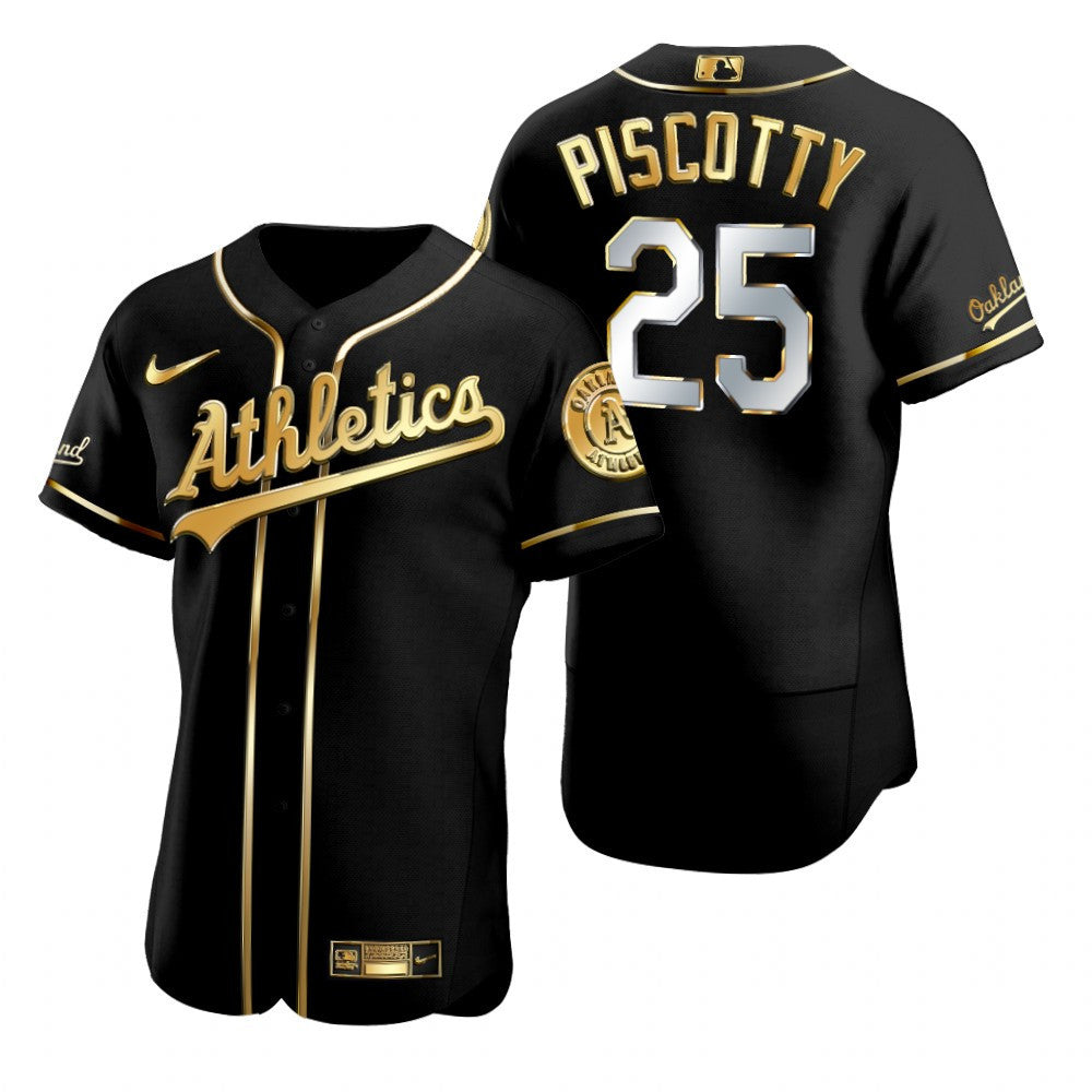 Oakland Athletics 25 Stephen Piscotty Mlb Golden Brandedition Black Jersey Gift For Athletics Fans