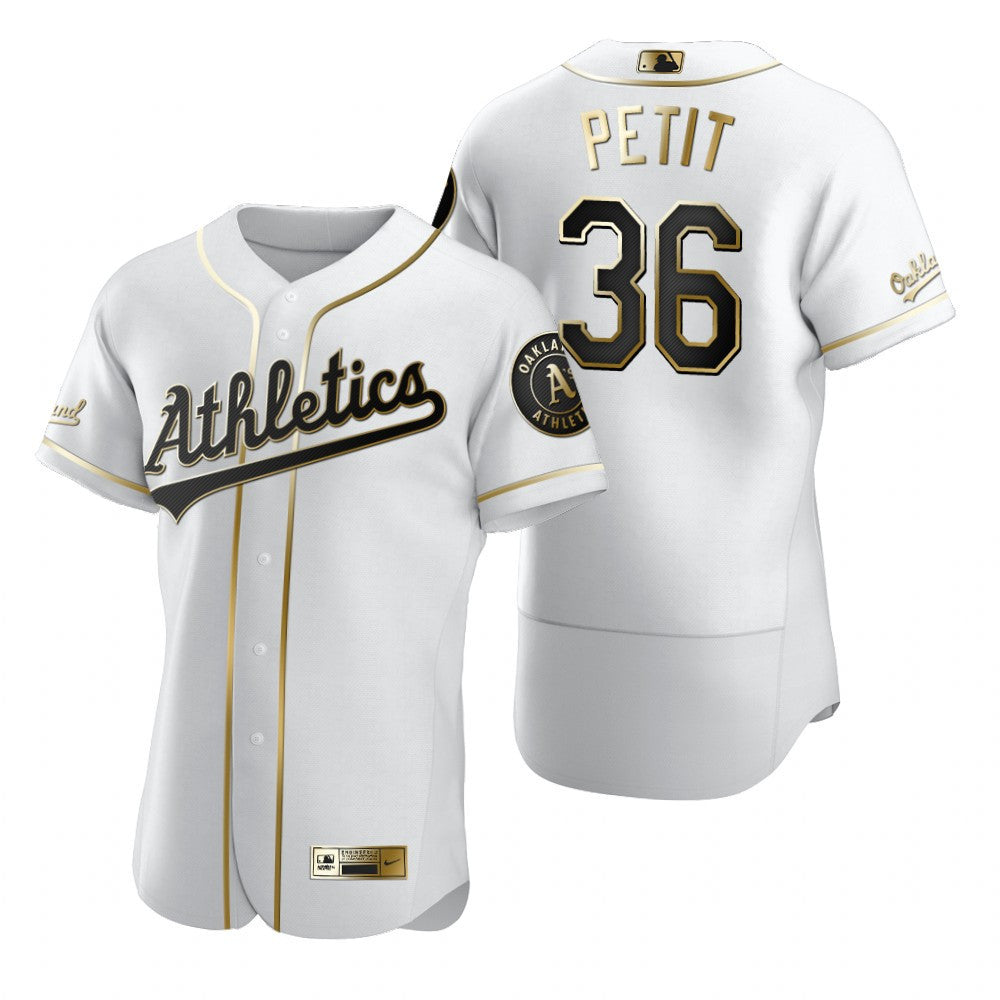 Oakland Athletics 36 Yusmeiro Petit Mlb Golden Brandedition White Jersey Gift For Athletics Fans