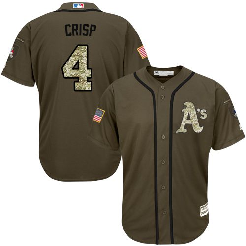 Oakland Athletics 4 Coco Crisp Green Salute To Service Stitched Mlb Jersey
