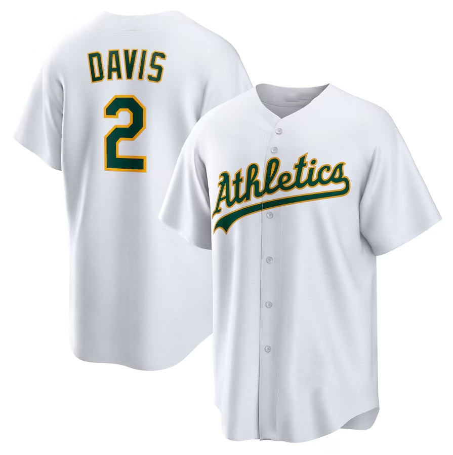 Oakland Athletics #2 Khris Davis Home Replica Player Name Jersey White Stitche