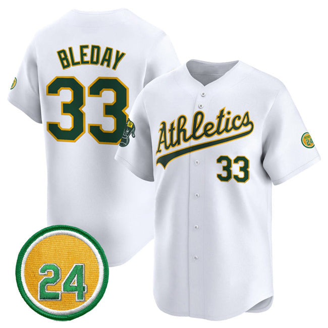 Oakland Athletics #33 JJ Bleday White 2024 Home Limited With Rickey Henderson Pa