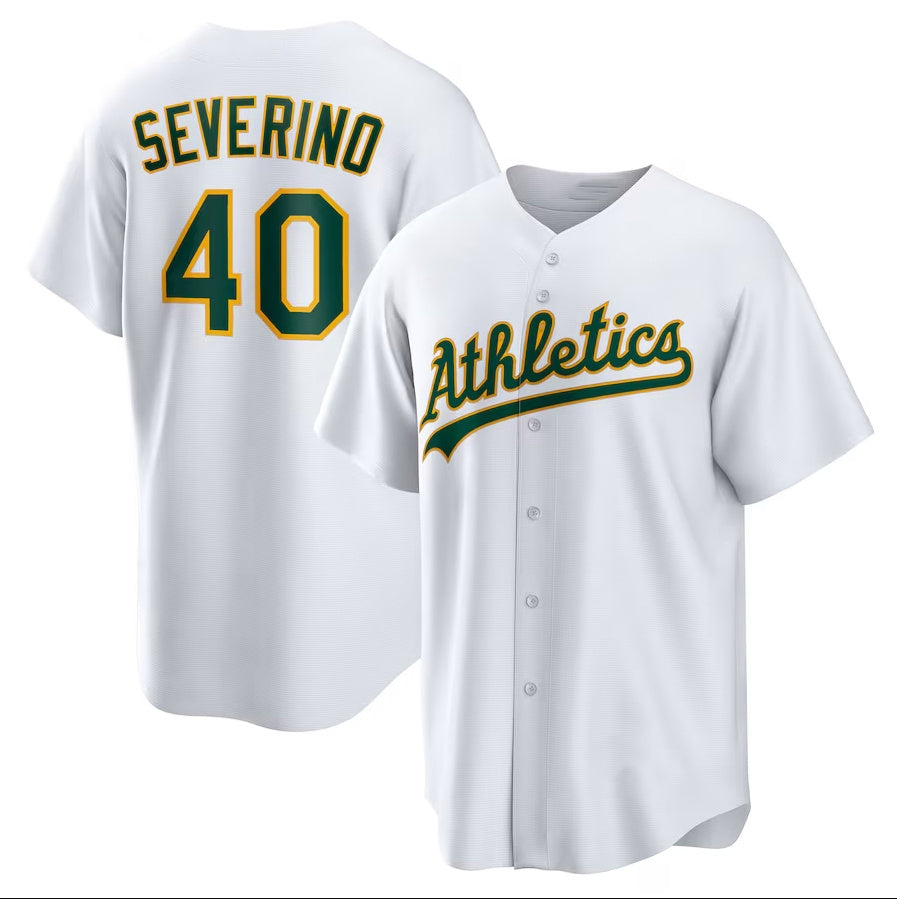 Oakland Athletics #40 Luis Severino Home Replica Jersey White Stitched Basebal