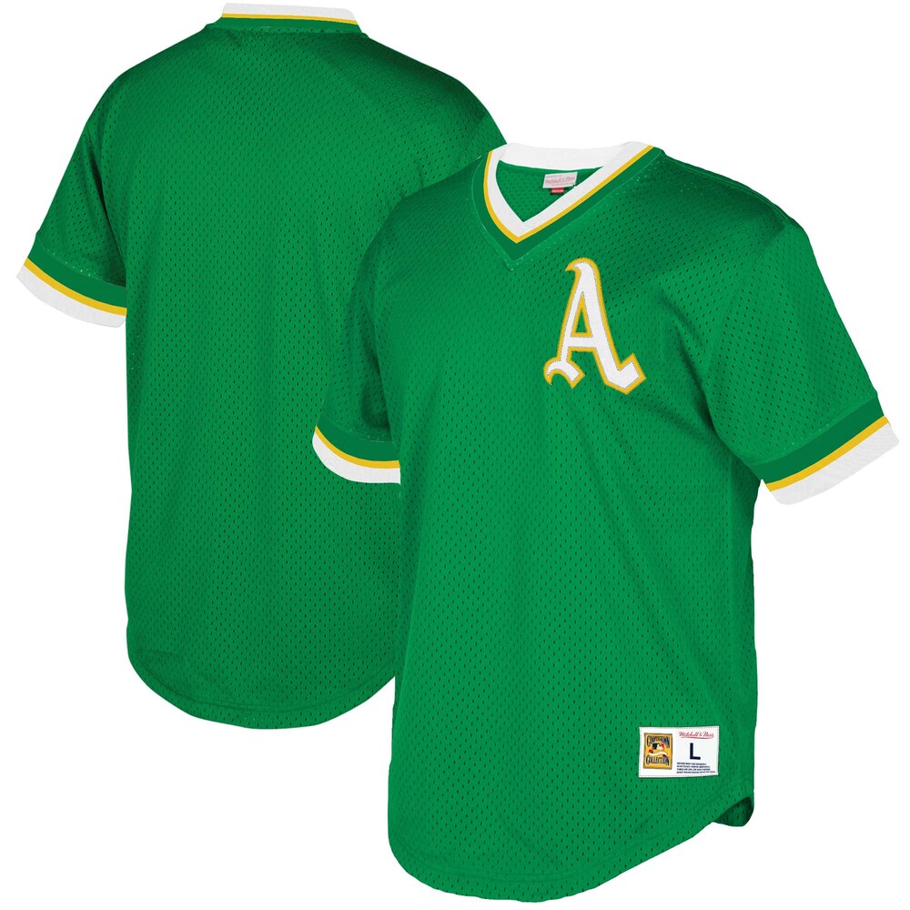 Oakland Athletics Mitchell Ness Mesh V neck Jersey Green