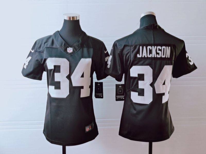 Oakland Raiders Bo Jackson 34 Nfl 2020 Black Womens Jersey