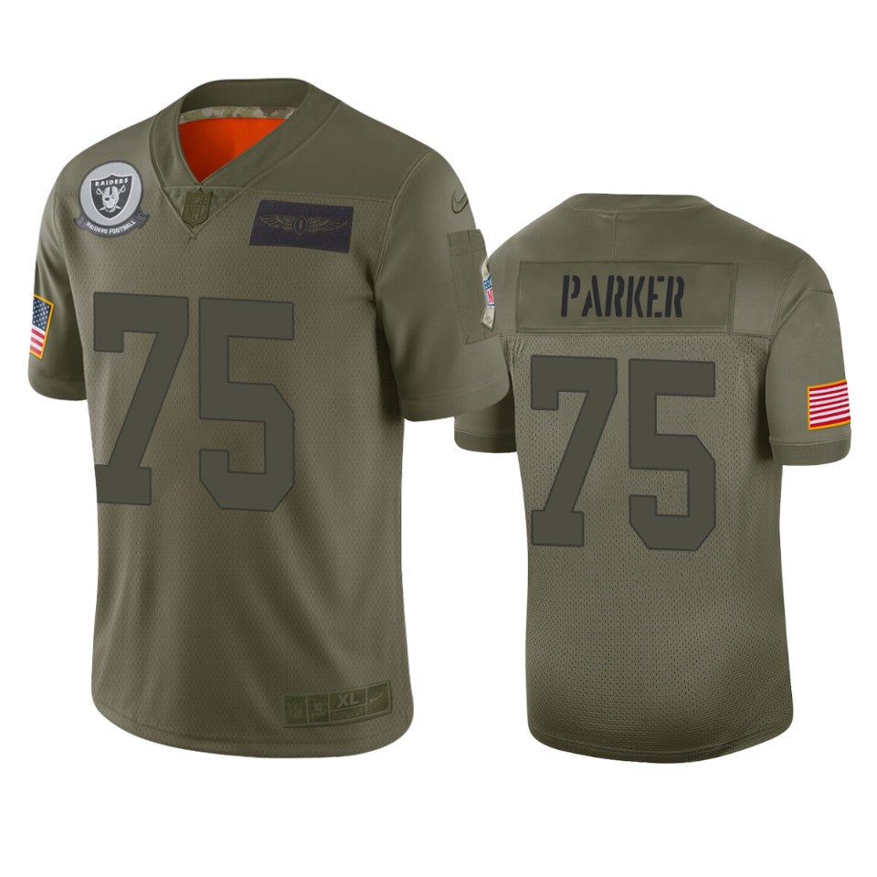 Oakland Raiders Brandon Parker Camo 2019 Salute To Service Limited Jersey