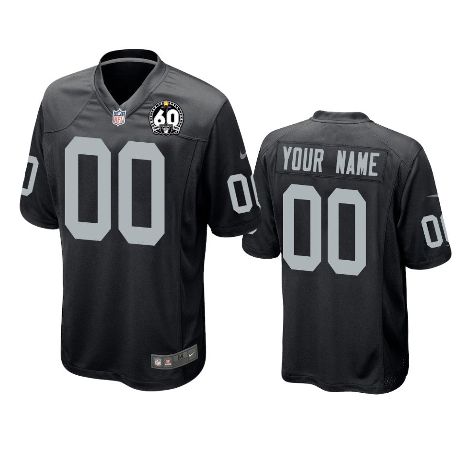 Oakland Raiders Custom Black 60th Anniversary Game Jersey