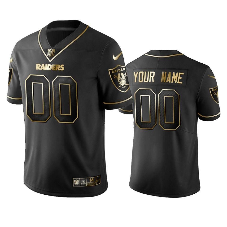 Oakland Raiders Custom Black Golden Brandedition Nfl 100 Year Anniversary Jersey