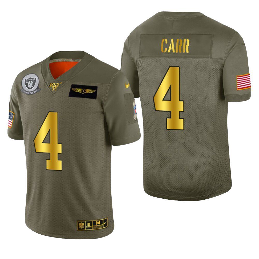 Oakland Raiders Derek Carr 2019 Salute To Service Nfl 100 Mens Jersey Metallic