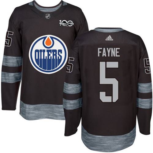 Oilers 5 Mark Fayne Black 1917 2017 100th Anniversary Stitched Nhl Jersey