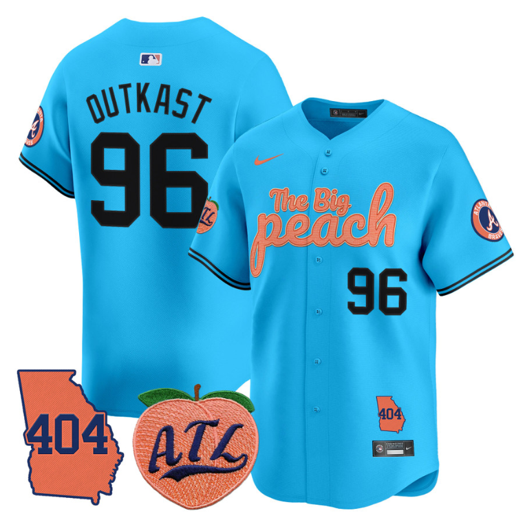 Outkast Jersey #96 Atlanta Braves 404 & The Big Peach Premier Limited Stitched L