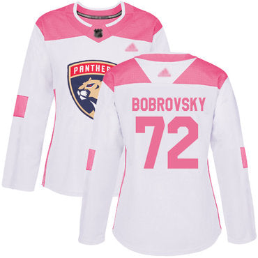 Panthers 72 Sergei Bobrovsky White Pink Authentic Fashion Womens Stitched Hockey Jersey
