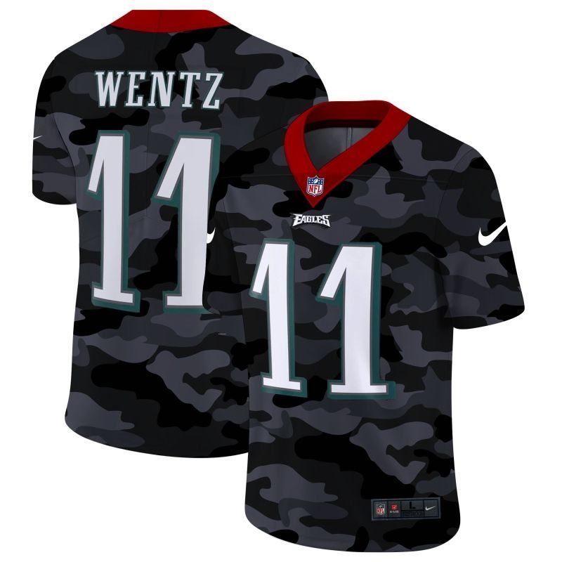 Philadelphia Eagles Carson Wentz 11 Nfl 2020 Camo Black Jersey