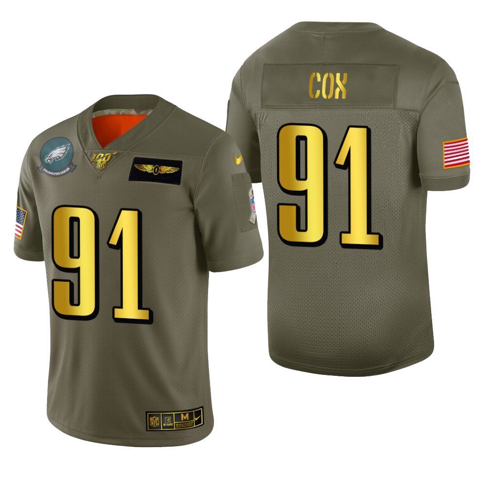Philadelphia Eagles Fletcher Cox 2019 Salute To Service Nfl 100 Mens Jersey Metallic