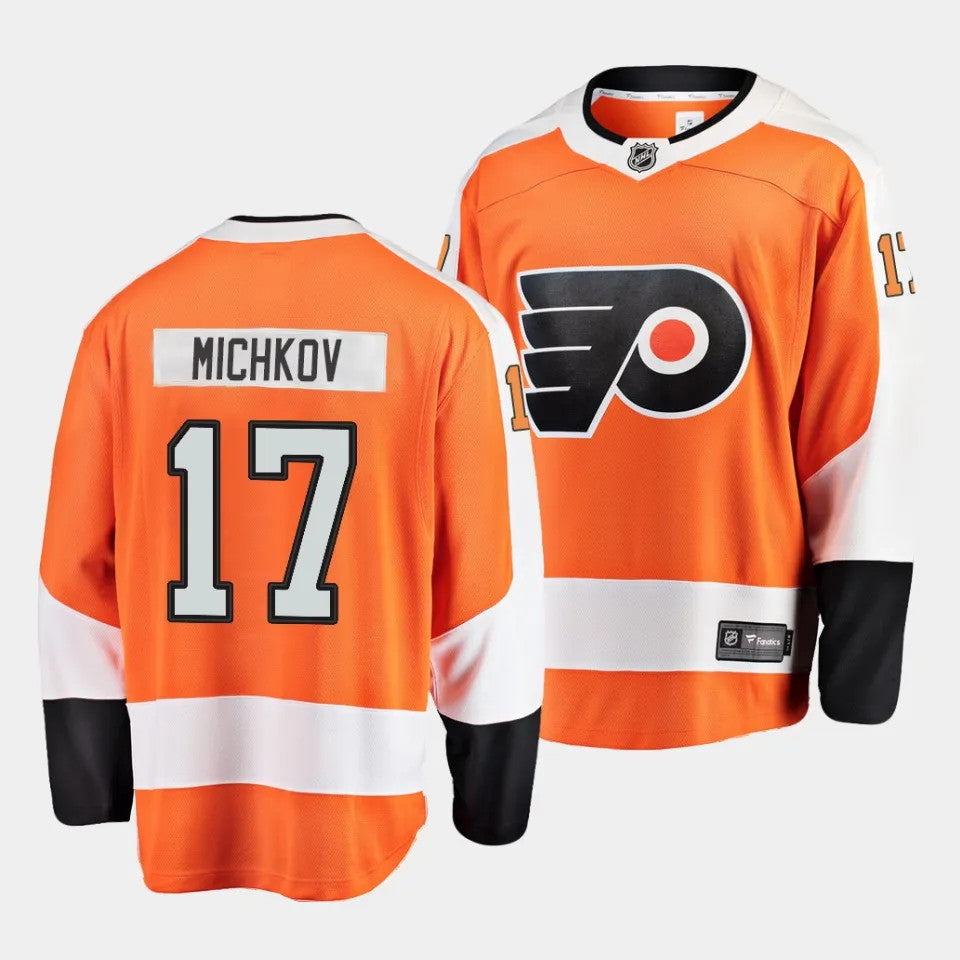 Philadelphia Flyers 17 Matvei Michkov Home Orange Jersey 2023 Nhl Draft