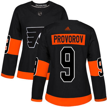 Philadelphia Flyers9 Authentic Ivan Provorov Black Adidas Nhl Alternate Womens Jersey
