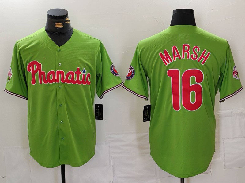 Philadelphia Phillies #16 Brandon Marsh Green With Patch Stitched Cool Base Base