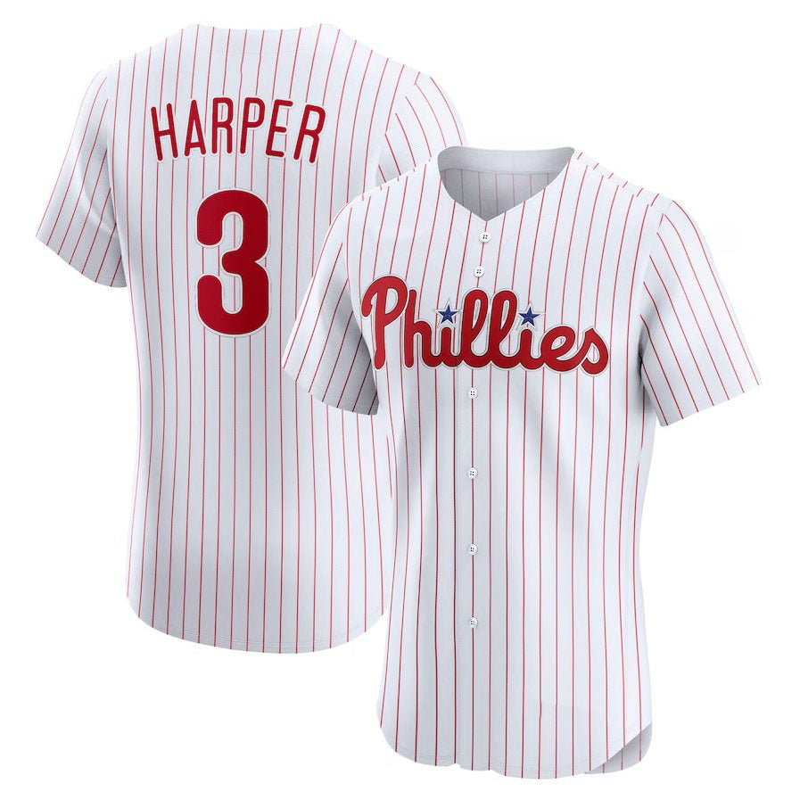 Philadelphia Phillies #3 Bryce Harper Home Elite Jersey White Stitched Basebal