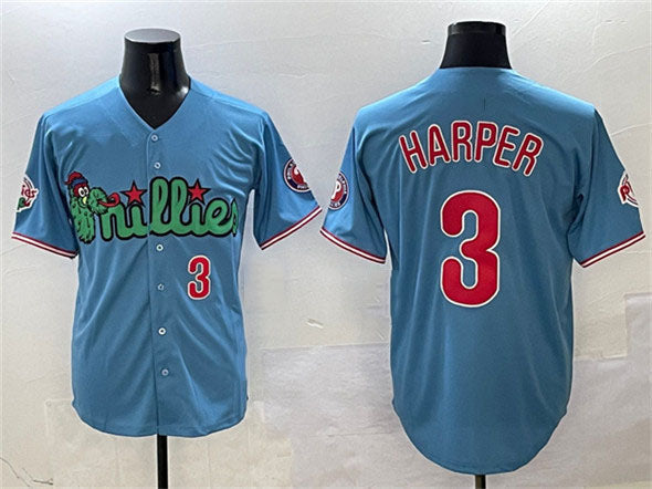 Philadelphia Phillies #3 Bryce Harper Light Blue Phanatic Limited Stitched Baseb