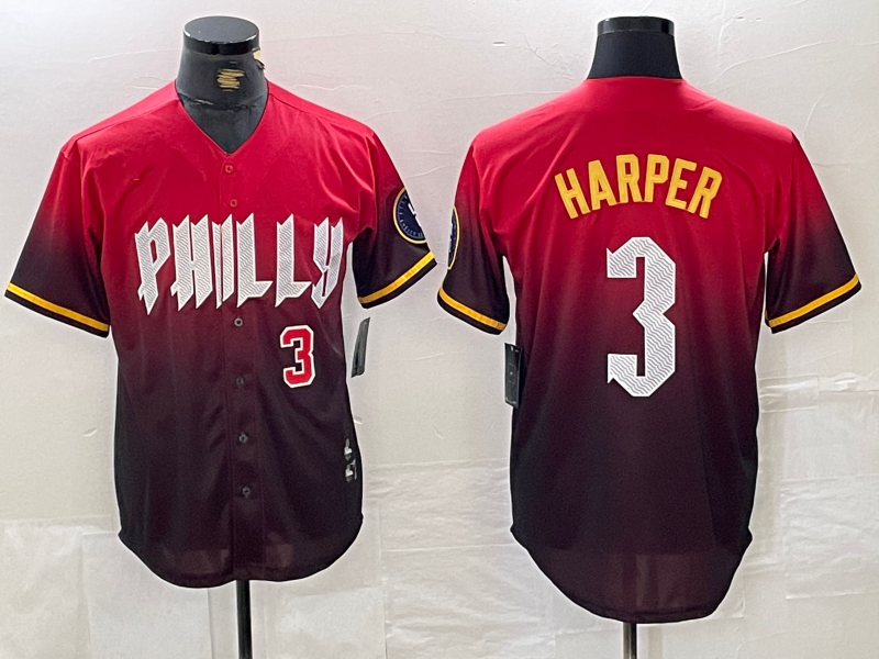 Philadelphia Phillies #3 Bryce Harper Red 2024 City Player Number Cool Base Base