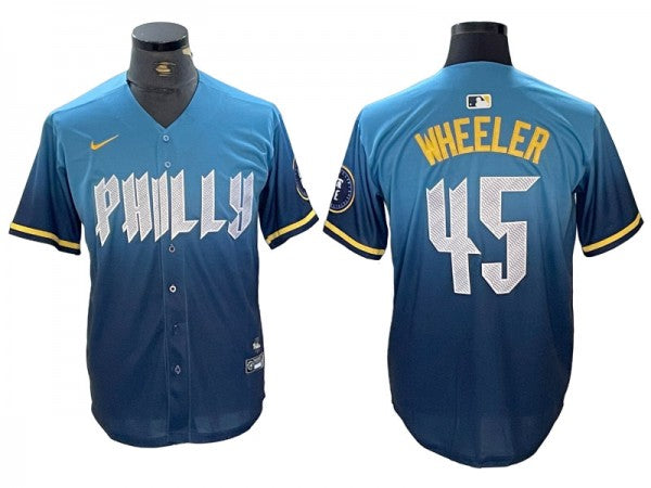 Philadelphia Phillies #45 Zack Wheeler 2024 City Connect Limited Jersey Blue