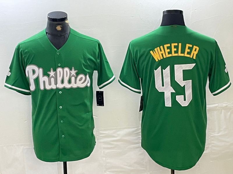 Philadelphia Phillies #45 Zack Wheeler Kelly Green Cool Base Jersey Baseball Jer