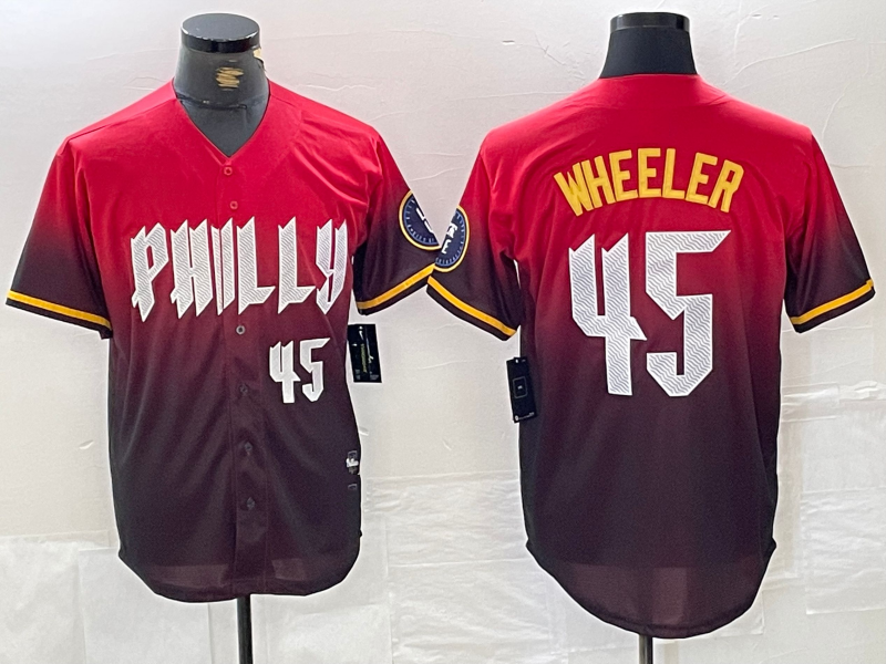 Philadelphia Phillies #45 Zack Wheeler Red 2024 City Player Number Cool Base Bas