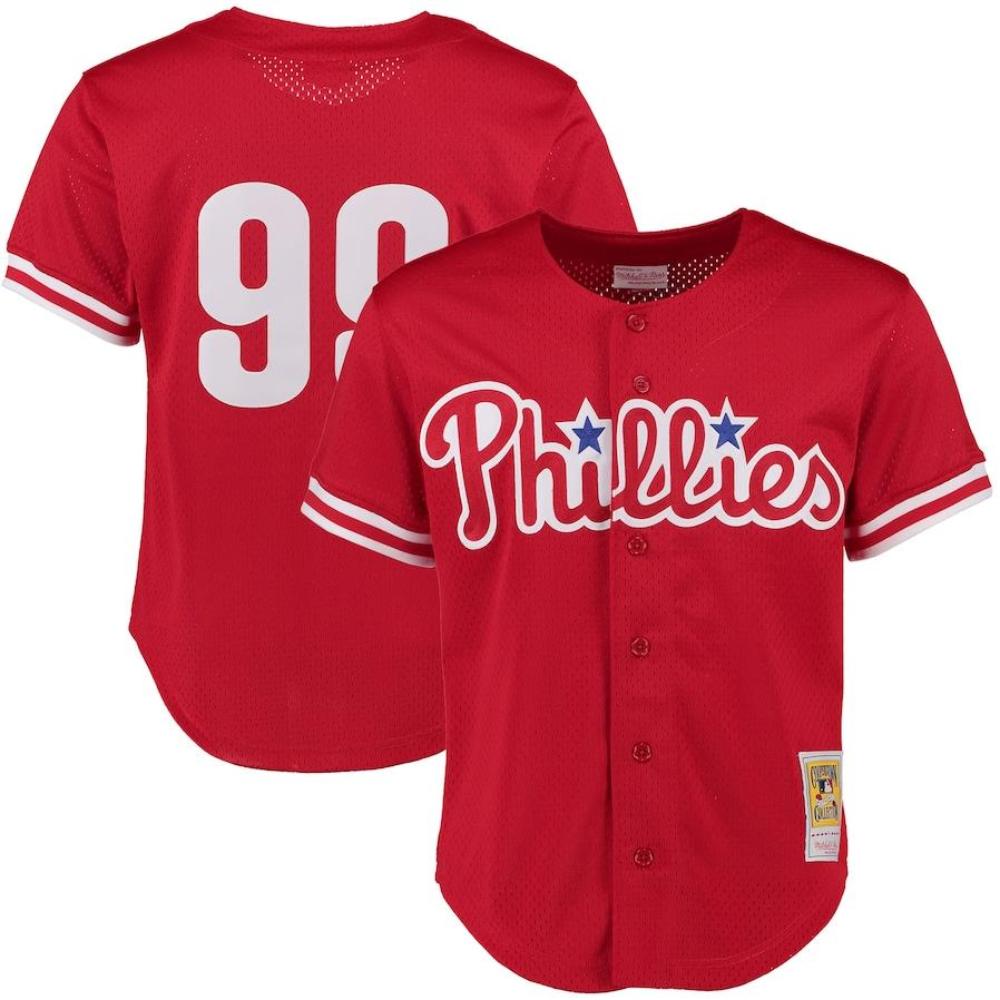 Philadelphia Phillies Mitch Williams Red 1993 Throwback Mesh Jersey